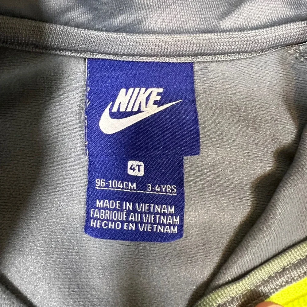Nike Kids Gray Neon Green Full Zip Track Jacket C625-478 Size 4T
